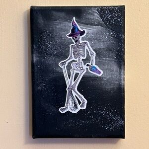 “I Bone To Be With You” Original Skeleton Acrylic Painting Goth/Halloween